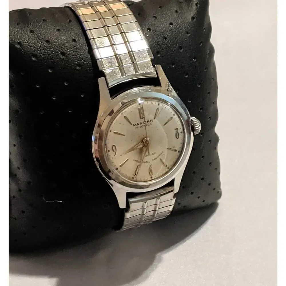 Vintage Pandan Mens Incabloc Mechanical Watch Swiss 17 Jewels Stainless Running